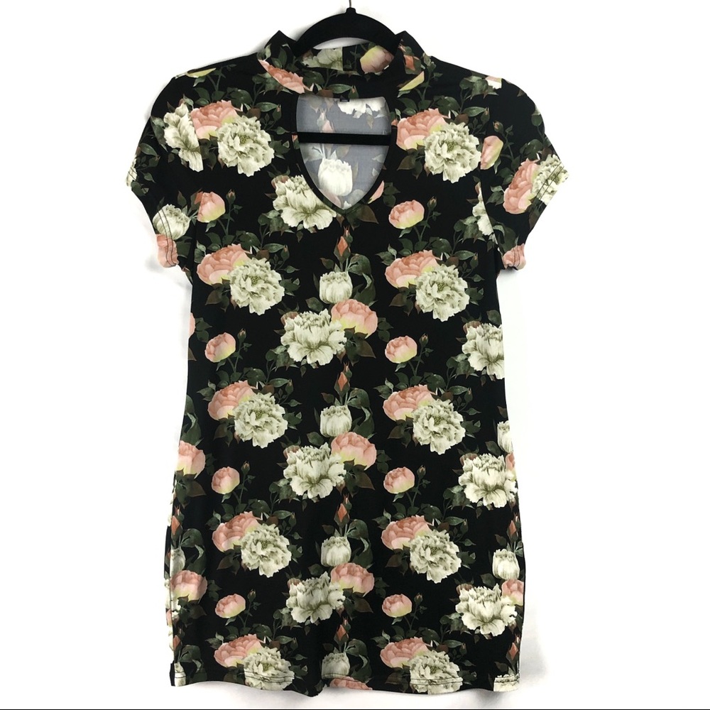 Dice black, yellow, white and green floral top